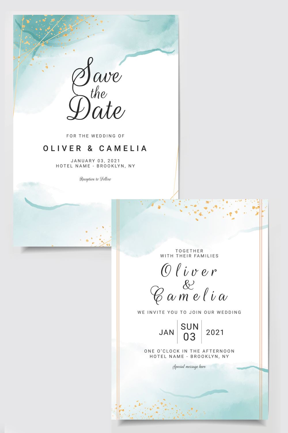 Teal Watercolor Invitation Design