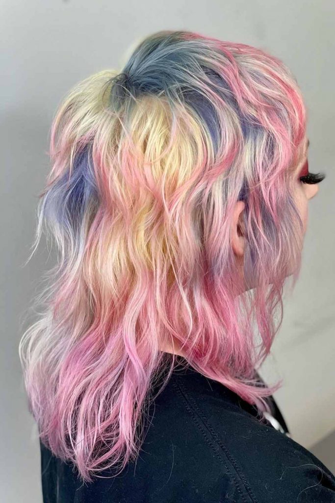 Multi-Colored Long Wolf Cut