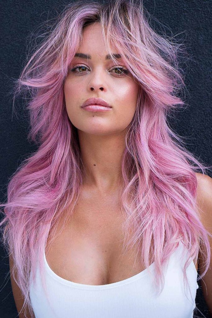 Soft Pink Long Wolfcut #wolfcuthairstyles #wolfcuthair #wolfcut