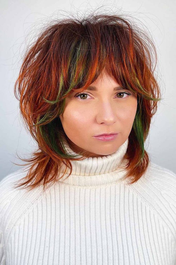 Two-Toned Shag with Curtain Bangs #wolfcuthairstyles #wolfcuthair #wolfcut