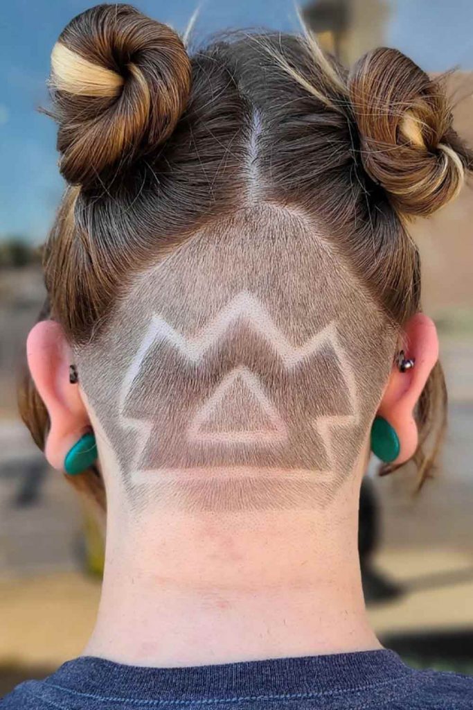 Reversed V Undercut With Double Knots Updo